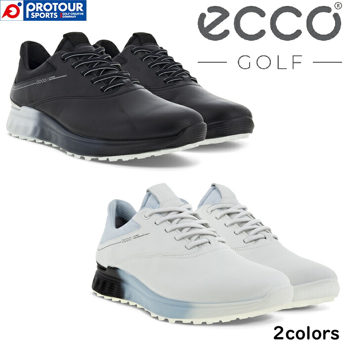 ECCO M GOLF S-THREE LACE 102944 BLACK/CONCRETE/BLACK(55433) WHITE/BLACK/AIR(60613) / エコー メンズ ゴルフ エス・スリー GORE-TEX搭載 スパイクレスシューズ