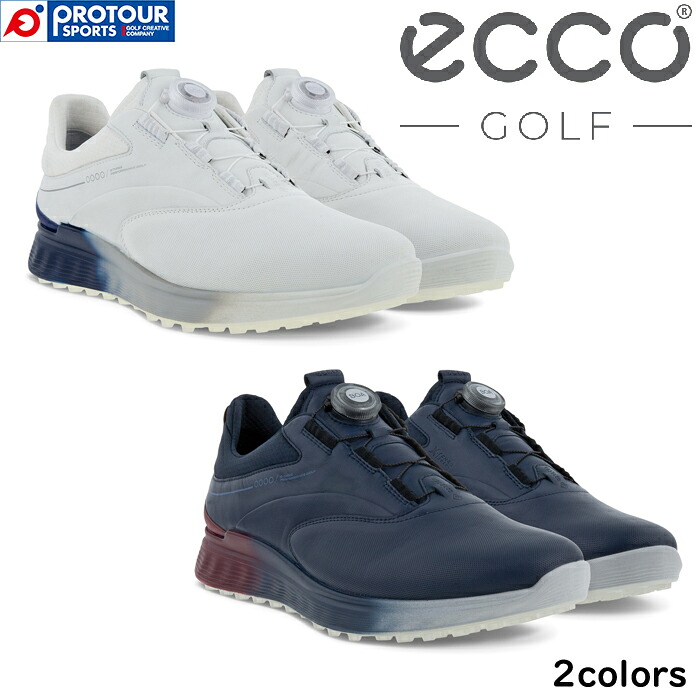 ECCO M GOLF S-THREE BOA 102954 WHITE(60616) MARINE(60617) / エコー メンズ ゴルフ エス・スリー ボア GORE-TEX搭載 スパイクレスシューズ