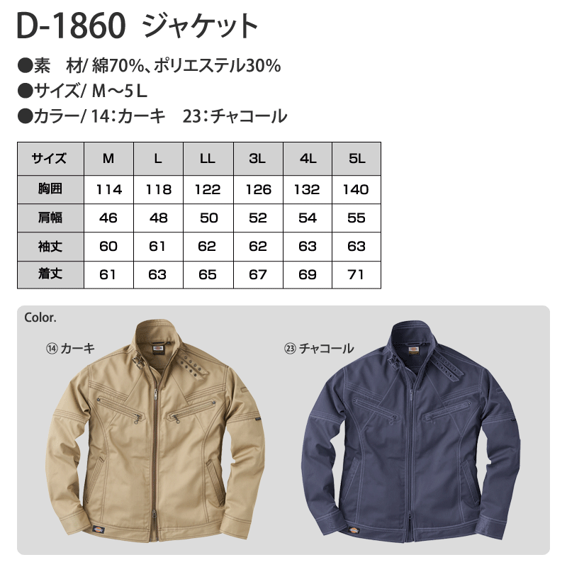 楽天市場 Dickies ディッキーズ D 1860 ジャケット 作業服 作業着 メンズ ワークジャケット 送料無料 北海道沖縄 離島除く メーカー在庫確認 お取り寄せ品 プロウエス楽天市場店