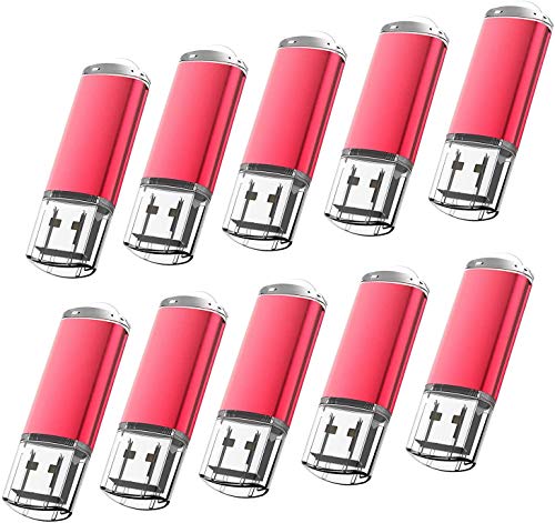 KOOTION USBメモリ2G 10個セットUSB2.0 USBフラッシュメモリー キャップ式 ストラップホール付き フラッシュドライブ(赤色)