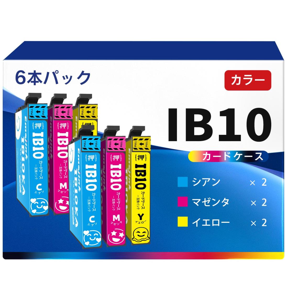 Emojink IB10 カードケース EPSON用 IB10CA IB10MA IB10YA 互換 インク エプソン対応 EW-M530F プリンター 3色6本 増量タイプ インクカートリッジ IB10CL4A 対応機種 EW-M530F 残量検知対応画像
