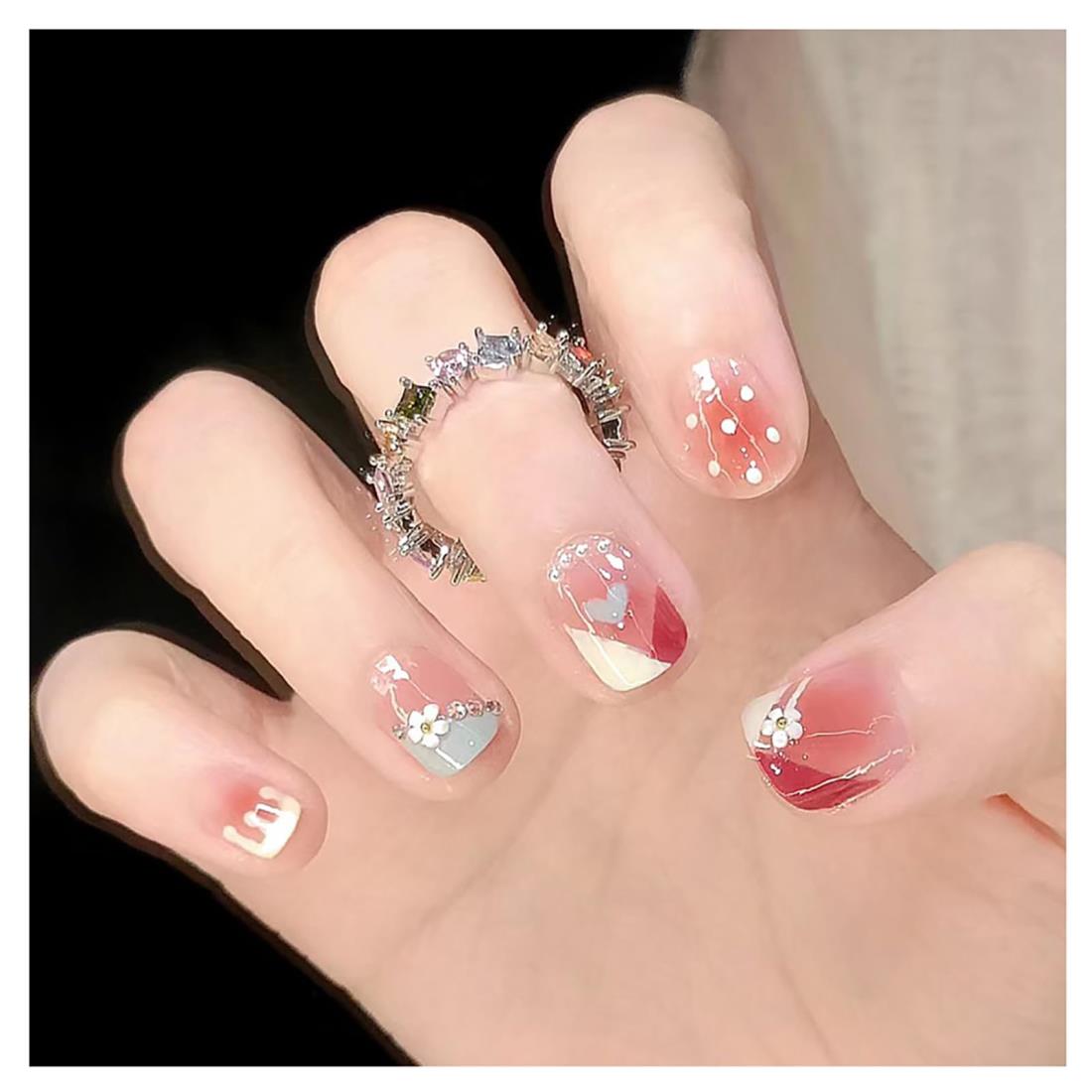 楽天市場】SEMTIM ネイルチップ 24枚入 ミディアム ショート ラウンド