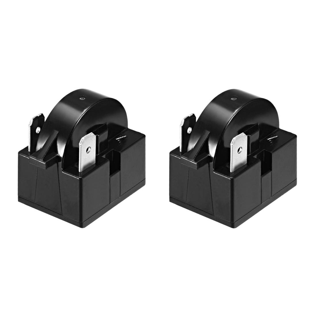 CoCud 冷蔵庫用スタートリレー 2ピン 250W 4.7Ω抵抗 プラスチック製 冷蔵庫オーバーロードリレー 冷蔵庫コンプレッサーリレー ブラック - （適用：ミニ冷蔵庫用） 2個セット画像