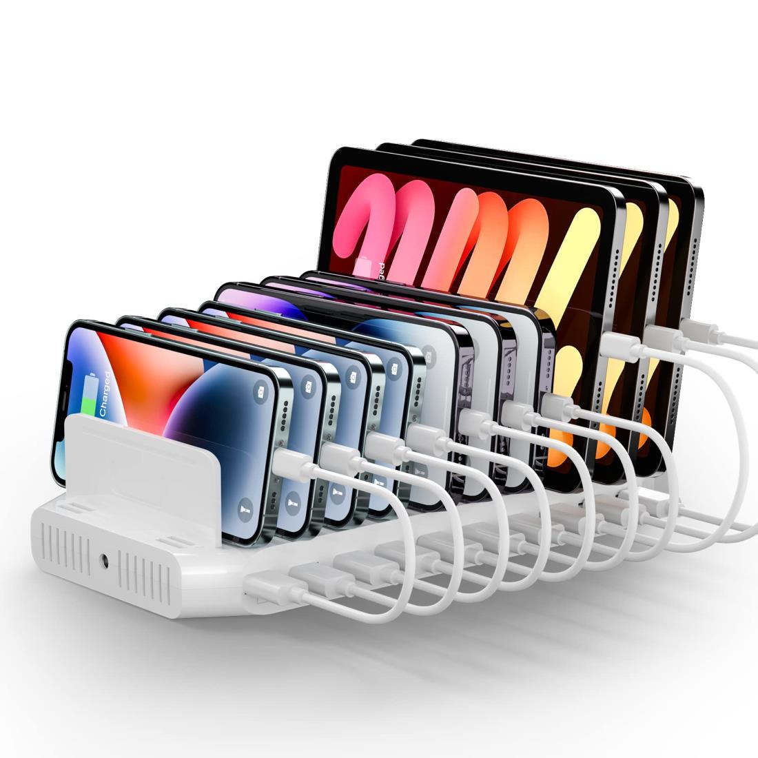 楽天市場】USB 充電ステーション10ポート60W タブレット充電スタンド 5