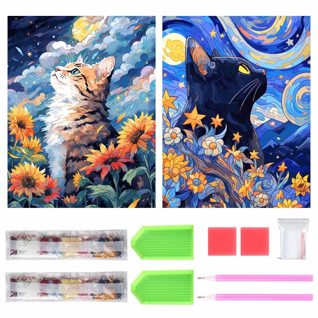 楽天市場】LEADINTOP ダイヤモンドアート 猫 花 不規則ビーズ 30X30cm