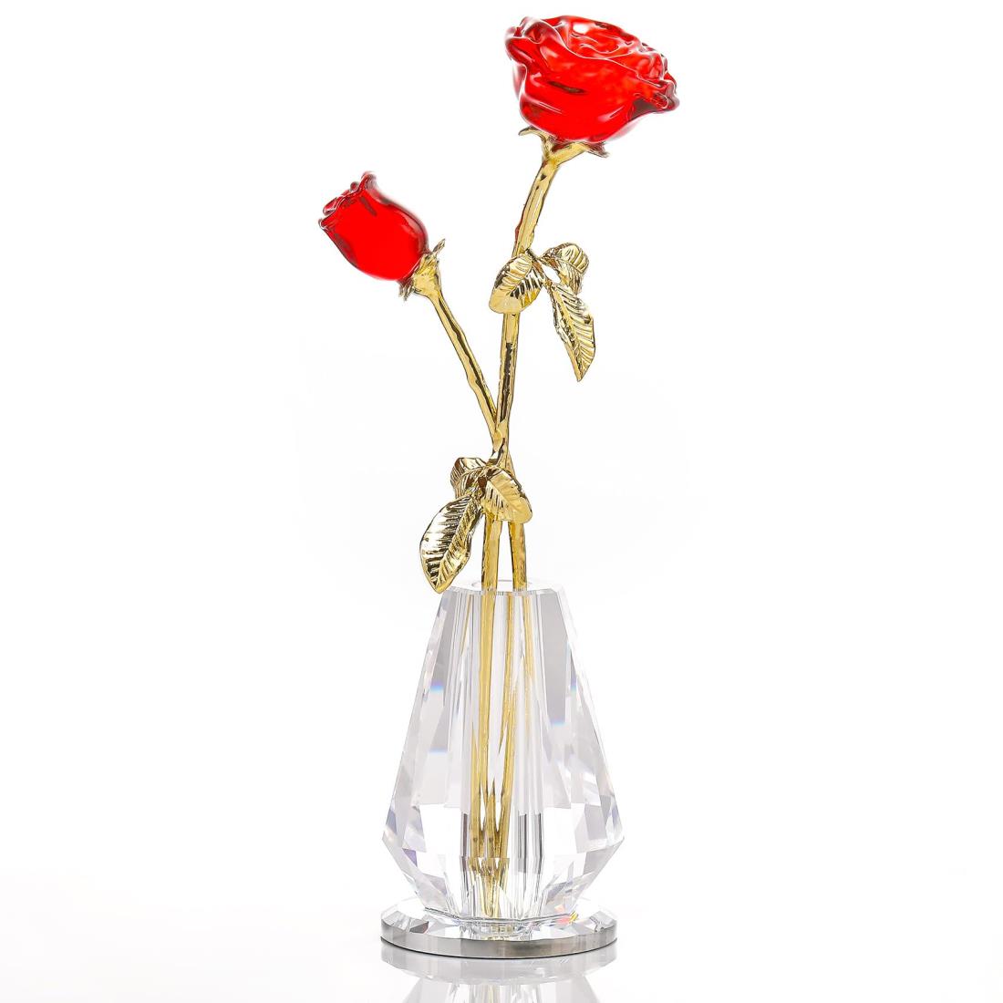 Kertari 母の日のプレゼント 花 誕生日プレゼント女性 人気 k9 クリスタル バラ花 造花 インテリア 枯れない花 薔薇 フラワーギフト 結婚祝い 送別会 バレンタインデー 退職祝い クリスマス 結婚記念日 祝いに適用 母親 女友達 妻 彼女への贈り物 - レッド