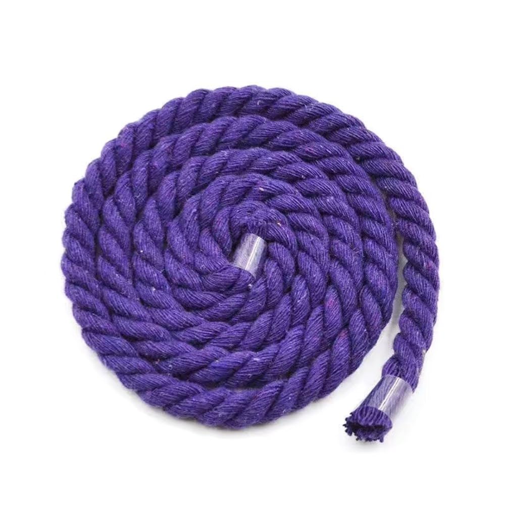 カラー綿ロープ 直径8mm/10mm/12mm/20mm 綿ロープ3ツ打 10M/20M/50M 柔らか 太い 手芸用 天然 コットンロープ 手作り インテリア 飾り DIY (パープル 10mm/50M)