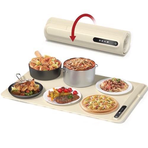 食品保温プレート 電気保温トレイ Laudlife 多機能食品断熱ボード フードウォーマー ホットプレート 収納袋付き/お手入れも簡単/温度調節可/折りたたみ式