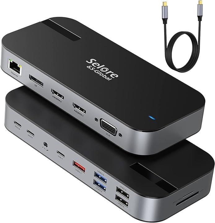 USB C ドッキングステーション type c Dock 【16 in 1】 3画面モード トリプルディスプレイ対応 87W出力 デュアル 4K HDMI出力ポート (16in1)&hellip;｜PS-Direct
