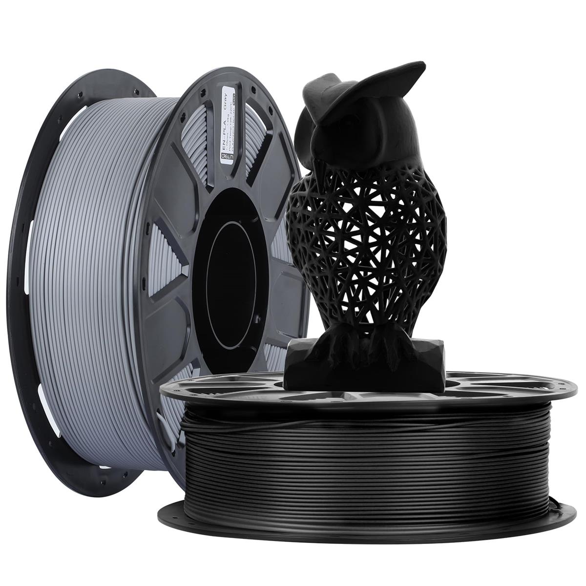 Creality フィラメント Ender-PLA 2パックセット 3dプリンター用フィラメント 1.75mm 寸法精度±0.03mm もつれず 目詰まりなし ゆがみがない 反りなし 3Dプリンター用 スプール造形材料 合計2kg ボール紙スプール ほとんどのFDM 3Dプリンターに対応(Ender-PLA グレー＆ブラッ