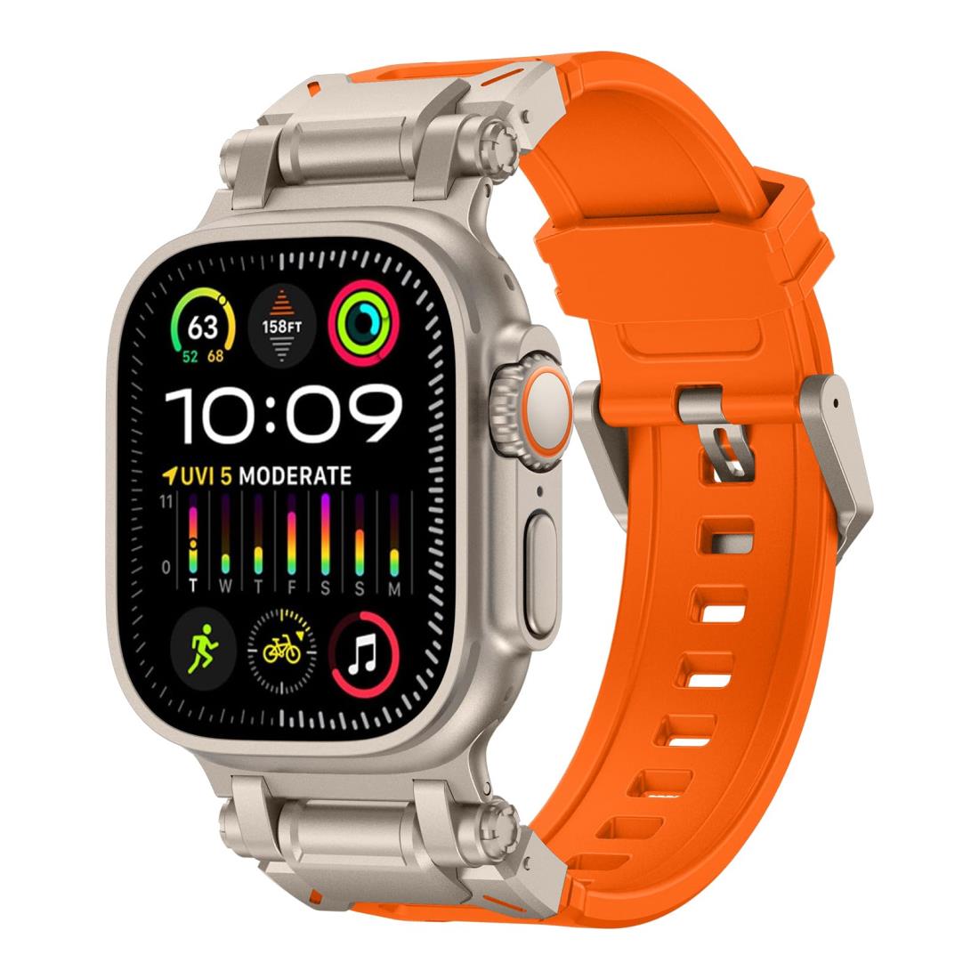 [GLILAVOX] アップルウォッチ バンド Compatible with ultra2/ultra 49mm Series 9/8/7/SE2/SE/6/5/4/3/2/1 45mm/44mm/42mm アップルウォッチ バンド スポーツ 防水 TPU 柔らかい アップルウォッチ ベルト メンズ スポーツバンド（オレンジ）