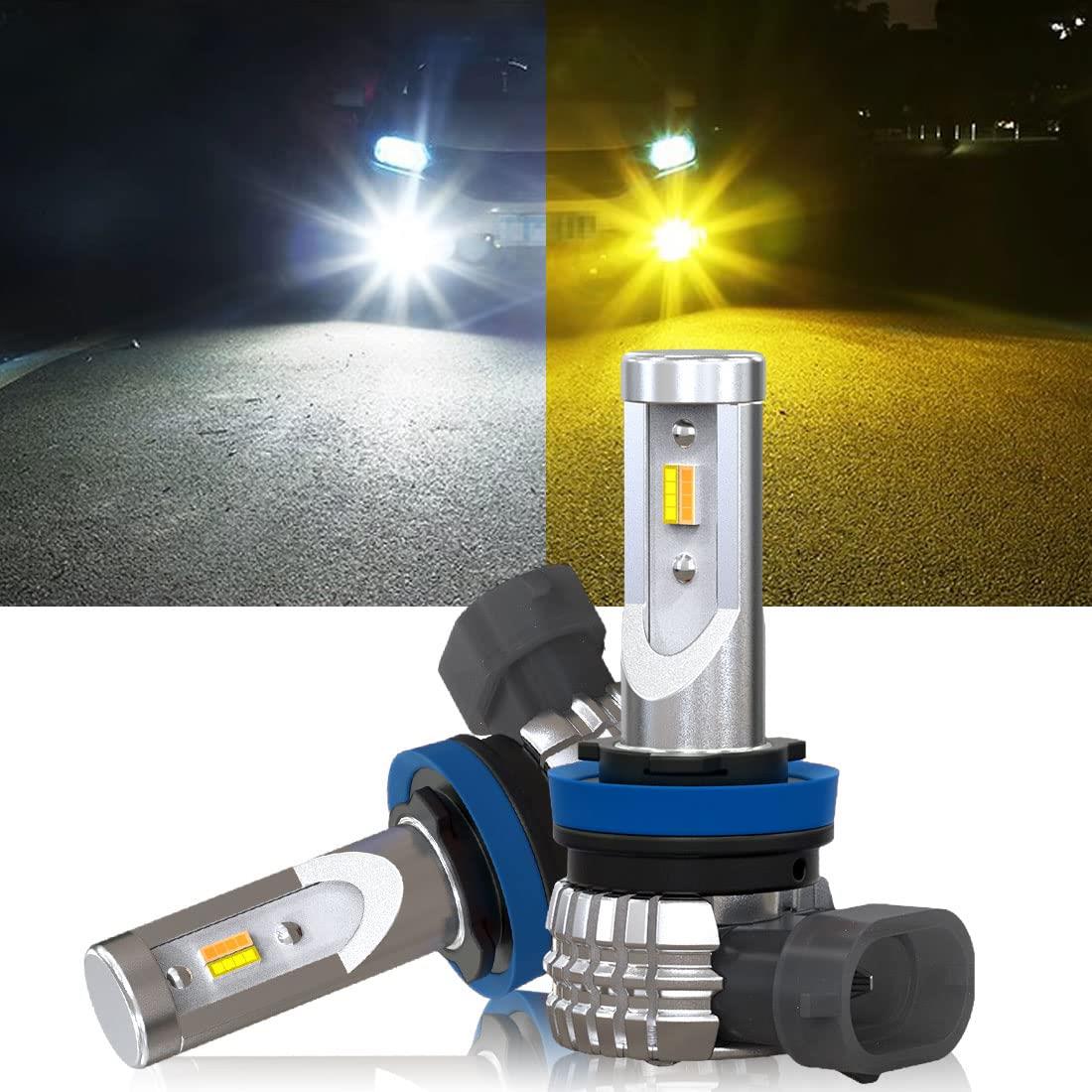 【2色メモリー機能つき 】Perrace h8 led フォグ 2色切り替え h11 led フォグランプ 2色切替 h16 led フォグランプ 2色 角度調整可 ホワイト/イエロー 車検対応 DC12V カラーチェンジ 12000LM 車用LEDバルブ 2個セット