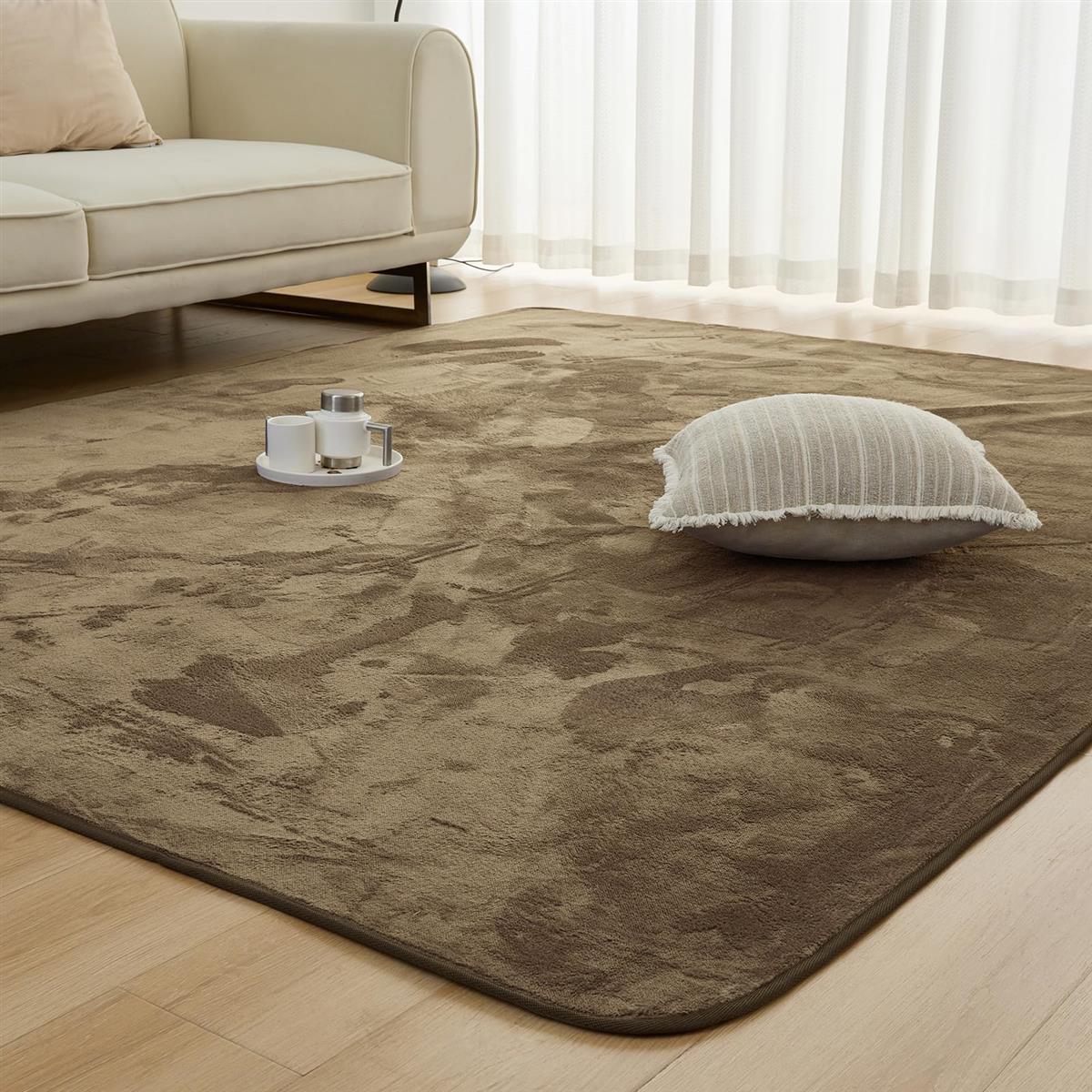 Mensu カーペット ラグ ラグマット 洗える 200×250cm 約3畳 絨毯 フランネルラグ 【至極の肌触り】 24 時間持続制菌消臭 毛足4mm 滑り止め付 北欧 おしゃれ 【SOFT HOT】 制菌防臭 オールシーズン 床暖房 ブラウン