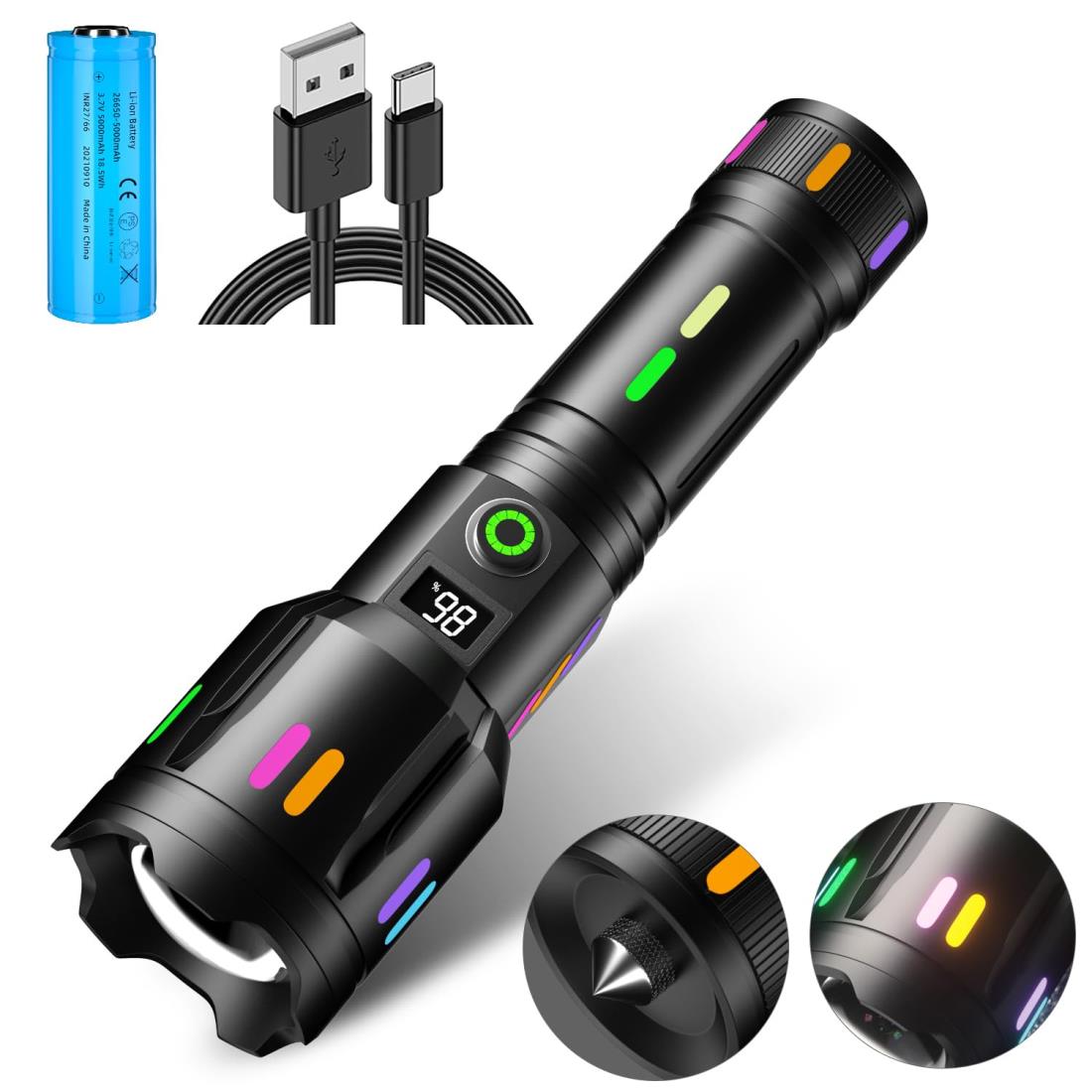 懐中電灯 led COB作業灯超高輝度1100000ルーメン Type-C 【公式通販】