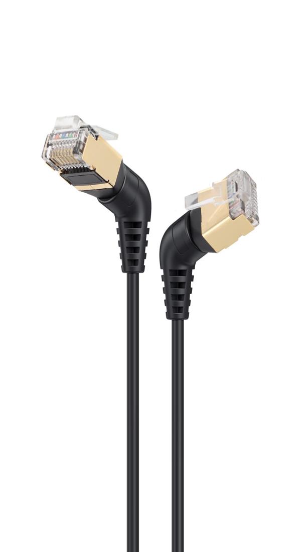楽天市場】LANケーブル CAT8 5m 2本 RJ45 コネクタ 360°回転 L字型