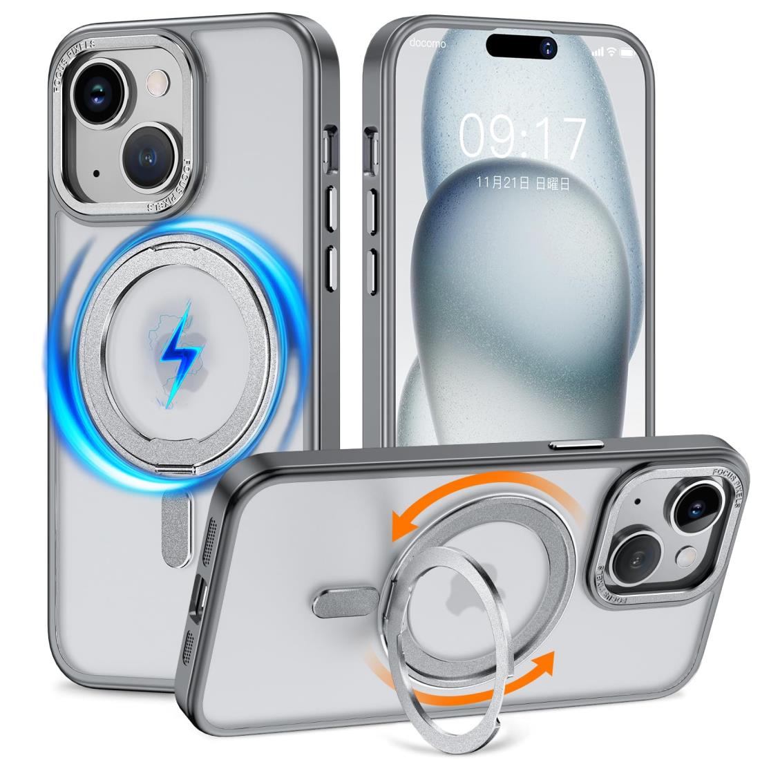 楽天市場】KMAMBNG iPhone14 用 ケース 縦横両対応 リング 【多機能360