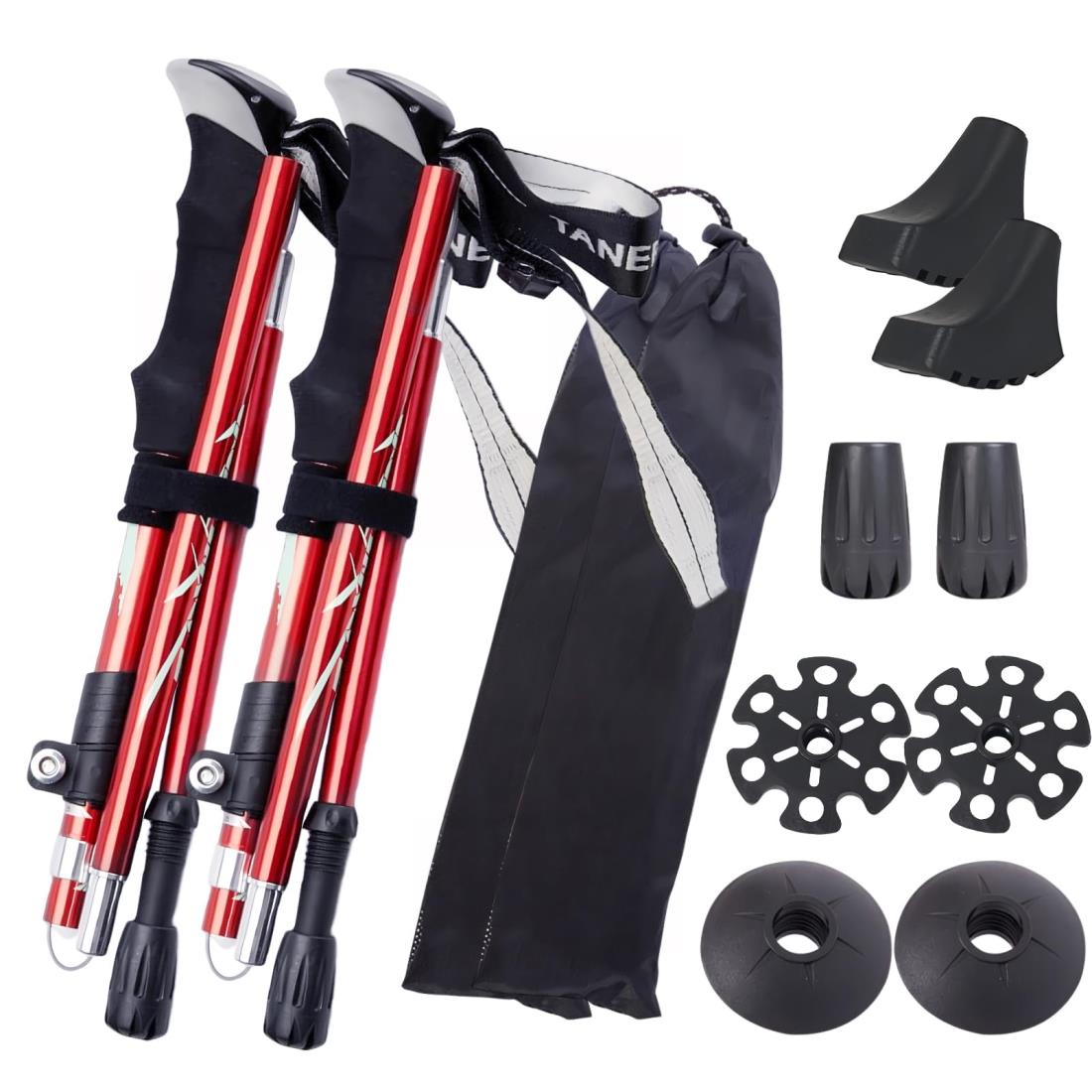 楽天市場】サムコス トレッキングポール 2個セット レッド 付属