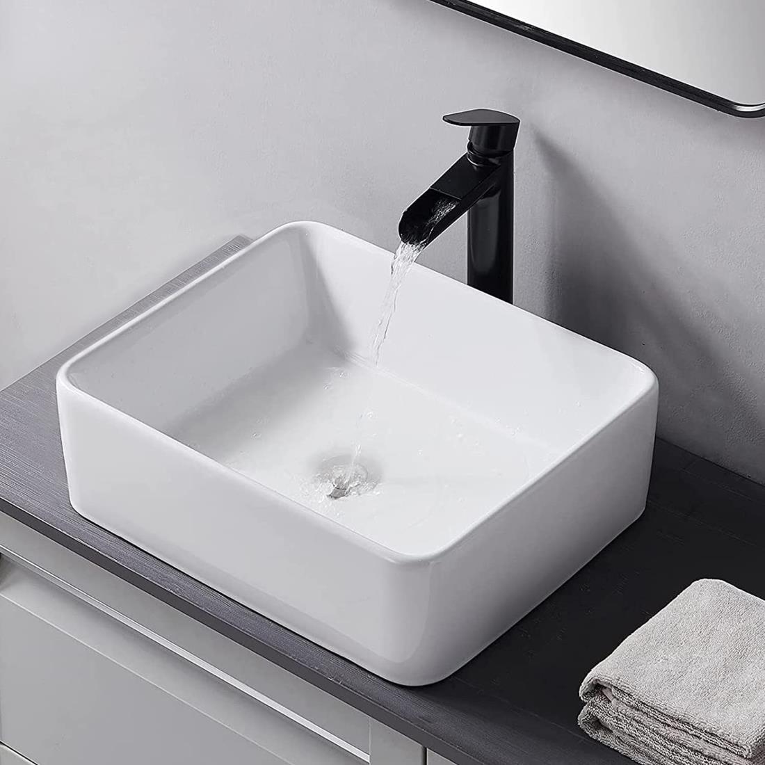 【JOMOWN限定排水セット付き】おしゃれ 洗面ボウル 小型 洗面台 洗面ボール 置き型 手洗い鉢 陶器 手洗い器 手洗いボウル 405*310*130mm（四角形）