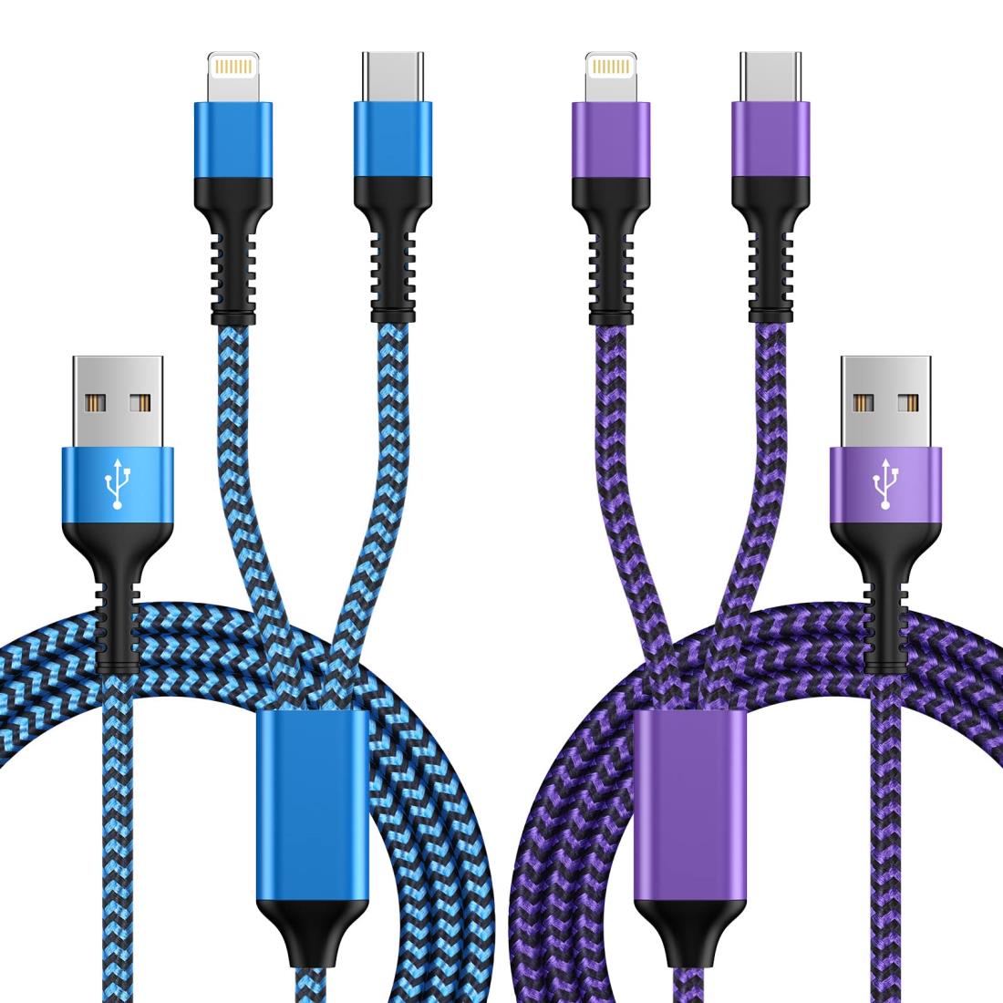 2in1 USB C ケーブル 1M PD対応 100W急速充電 1m 急速充電ケーブル3in1 pd対応 100w急速充電 6A 急速 1.25m