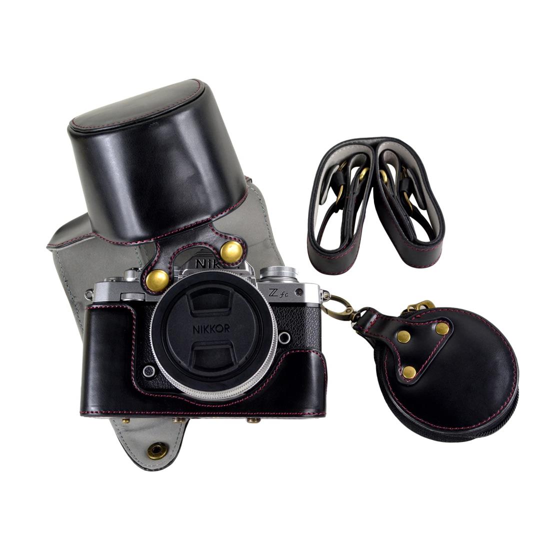 Rieibi Nikon Zfc ケース、zfc 保護ケース 28mm/16-50mmレンズ対応 ミラーレス一眼カメラ zfc カメラケース zfc カバー カメラ保護ケース 手作りPU革 付属品：ストラップ付 バッテリー交換可 三脚ネジ穴付き 全面保護 アウトドア撮影(ブラック) 4,389円