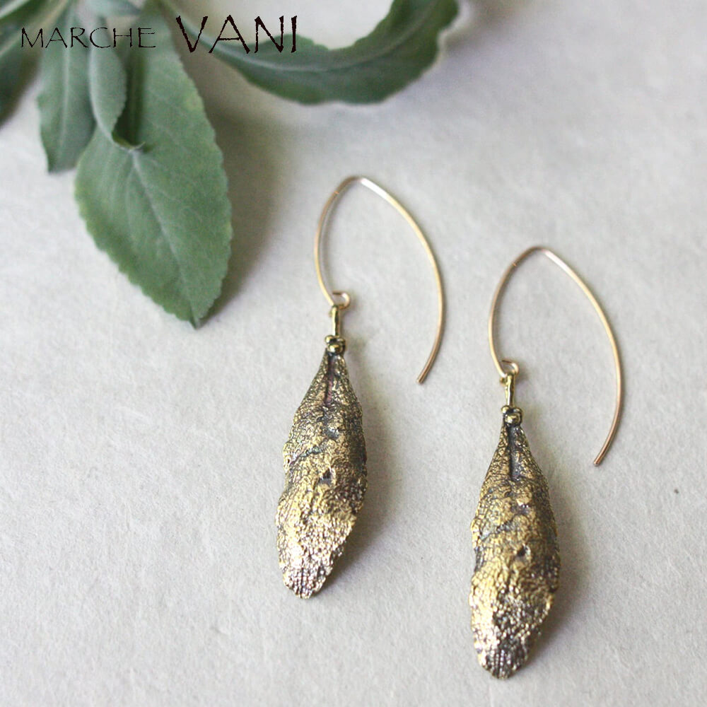 VANI ピアス 一対 sage brass 真鍮 ヴァニ ヨガ アクセサリー ハンドメイド 手作り