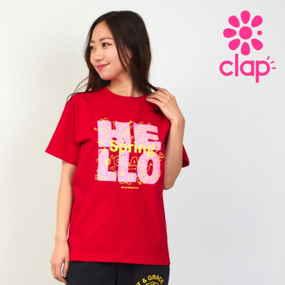 clap クラップ フィットネスウェア レディース トップス レディース 半袖 SPRING CLAP TEE M/Lサイズ ダンスウェア tシャツ 柄 ピラティス 2026 新作