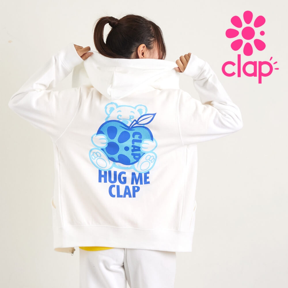 clap クラップ セール フィットネスウェア トップス レディース 長袖 HUG ME ZIP HOODIE S/フリーサイズ トレーニング ダンスウェア ジップ パーカー フィットネス ジム