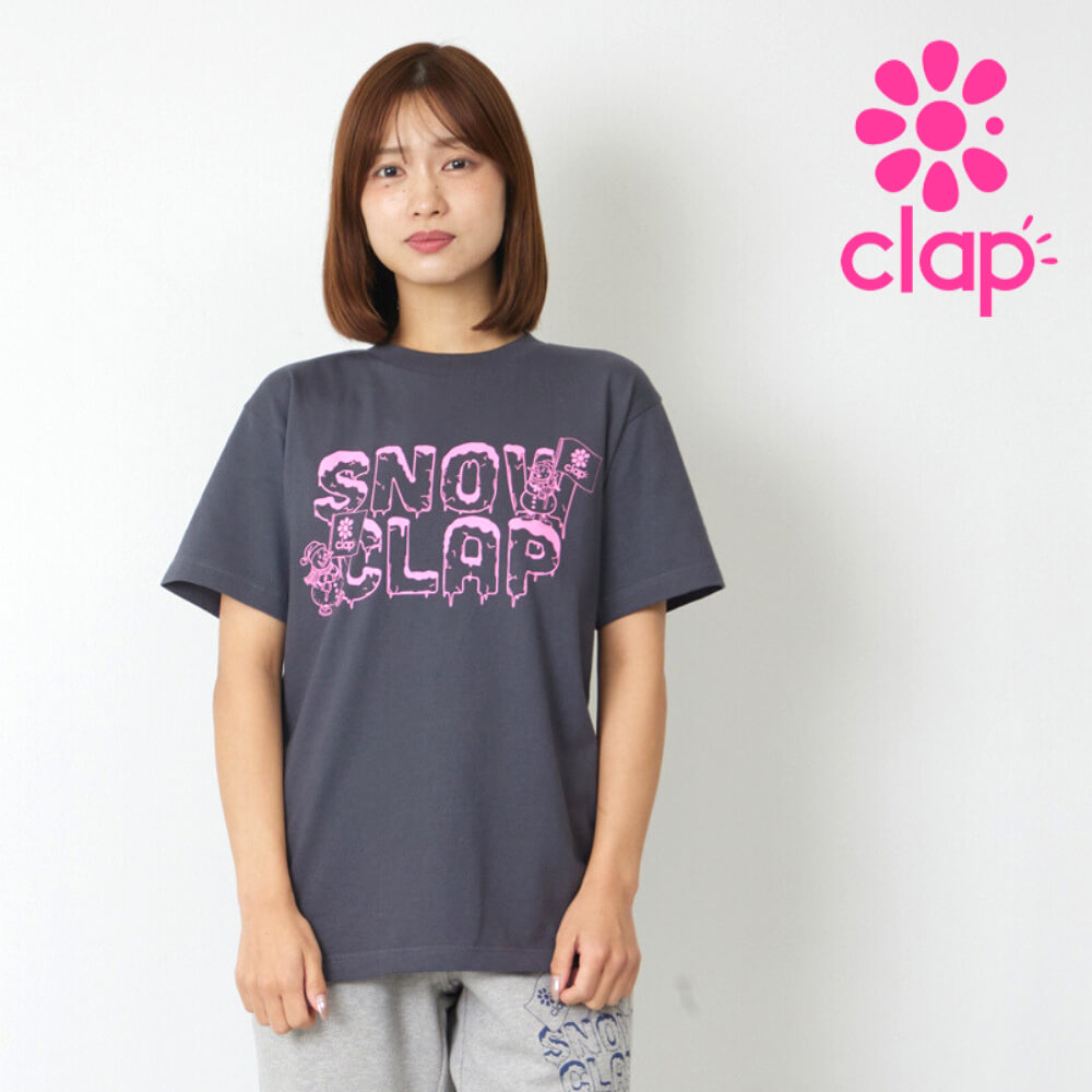 clap クラップ フィットネスウェア トップス レディース 半袖 SNOW CLAP TEE Mフリーサイズ トレーニング ダンスウェア tシャツ フィットネス ジム 2026 新作