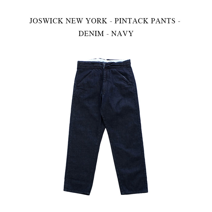 JOSWICK NEW YORK - PINTACK PANTS - DENIM - NAVY