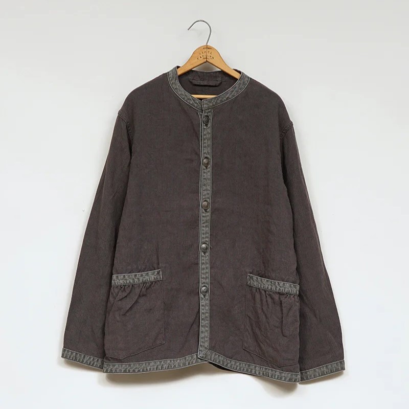 ◯ Nigel Cabourn - FRENCH WORK JK LINEN PIN OX - CHARCOAL GRAY