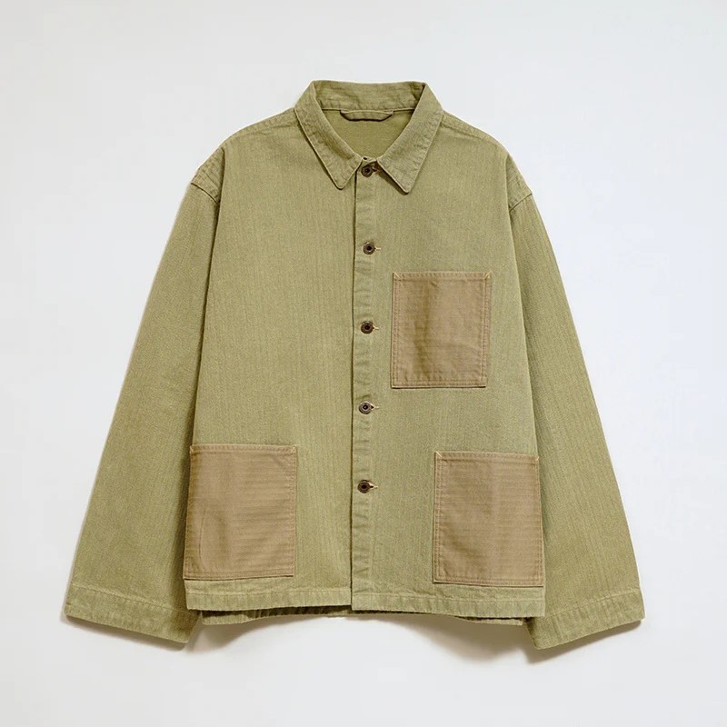 ◯ Nigel Cabourn - USMC CHORE JACKET HERRINGBONE - GREEN