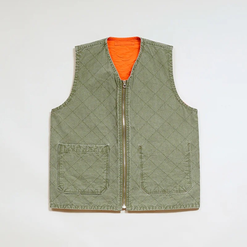 ◯ Nigel Cabourn - QUILTING DECK VEST RIPSTOP REV - GREEN｜PSC 50,600円