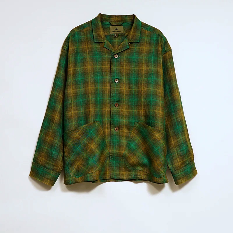 ◯ Nigel Cabourn - FRENCH CHORE JACKET HEMP CHECK - GREEN｜PSC