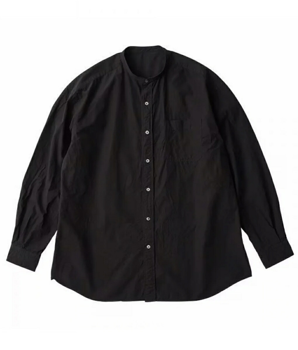 PORTER CLASSIC - STAND COLLAR SHIRT - BLACK|PSC