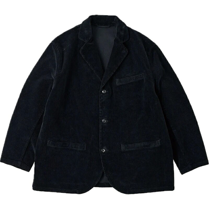 PORTER CLASSIC - CORDUROY CLEMENCEAU JACKET WATCH CHAIN ITEM - BLACK|PSC