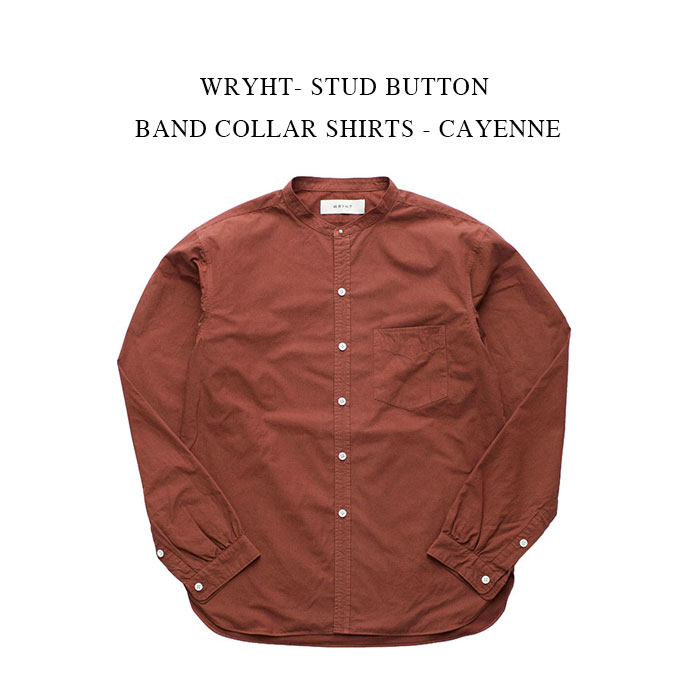 楽天市場 Wryht Stud Button Band Collar Shirts Cayenne 国内正規 ライト スタッドボタン バンドカラーシャツ カイエン 赤 朱色 Psc