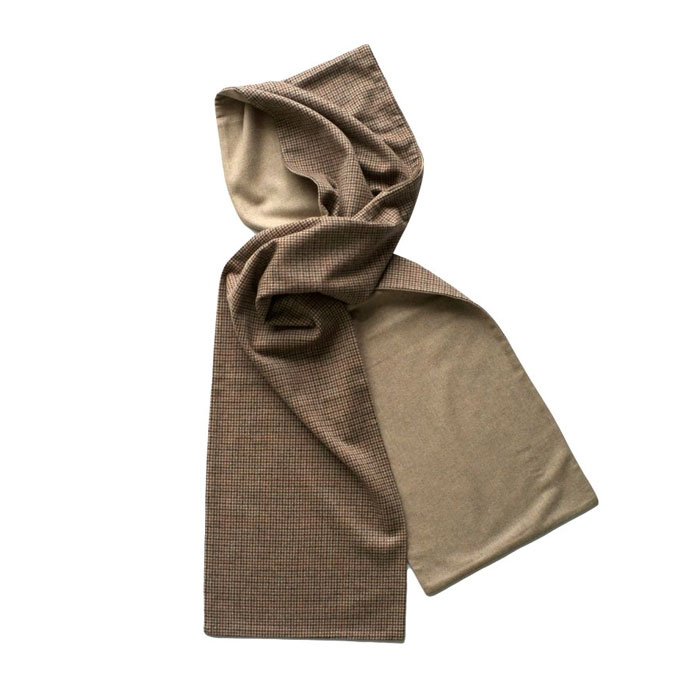 WRYHT - BEAVER HOODED SCARF - COGNAC PLAID