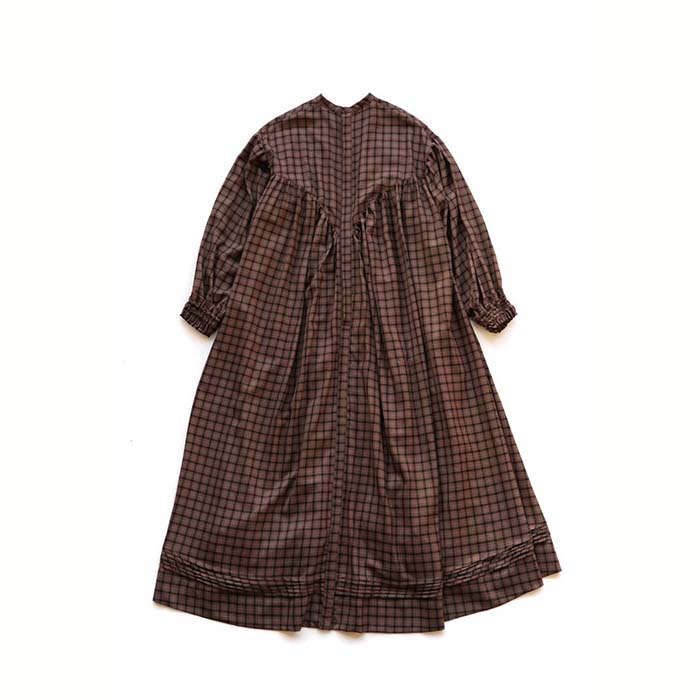 WRYHT - PLEATED NIGHT DRESS - ESPRESSO PLAID|PSC