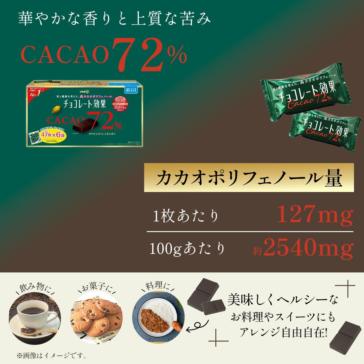 チョコレート効果 カカオ 72% 高カカオポリフェノール 大袋 30枚 50枚 