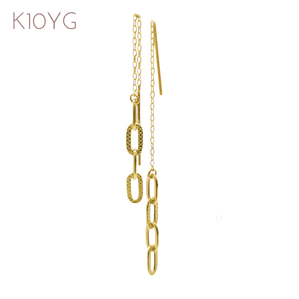 ピアス K10YG チェーンピアス アメリカンピアス レディース ゴールドピアス 金 ペーパークリップ チェーンピアス ロングピアス イエローゴールド 揺れるピアス 地金ピアス チェーンピアス キャッチレス 外れにくい ジュエリー クリスマス ホワイトデー｜ジュエリー・ピースマイル