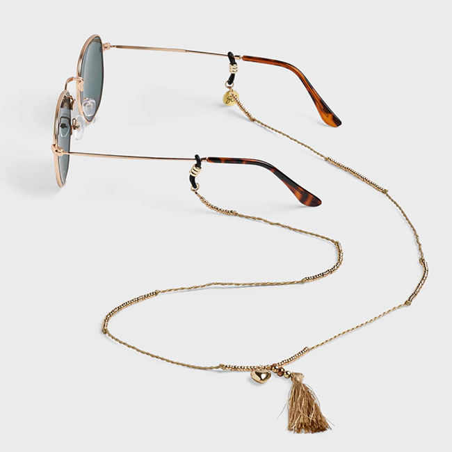 SUNNY CORDS サニーコーズ 眼鏡チェーン店Mctassel beige黒眼鏡 水のみ吊りひも メガネストラップ ステンレス鋼 レディース メンズ 差し上げ物 定め事品