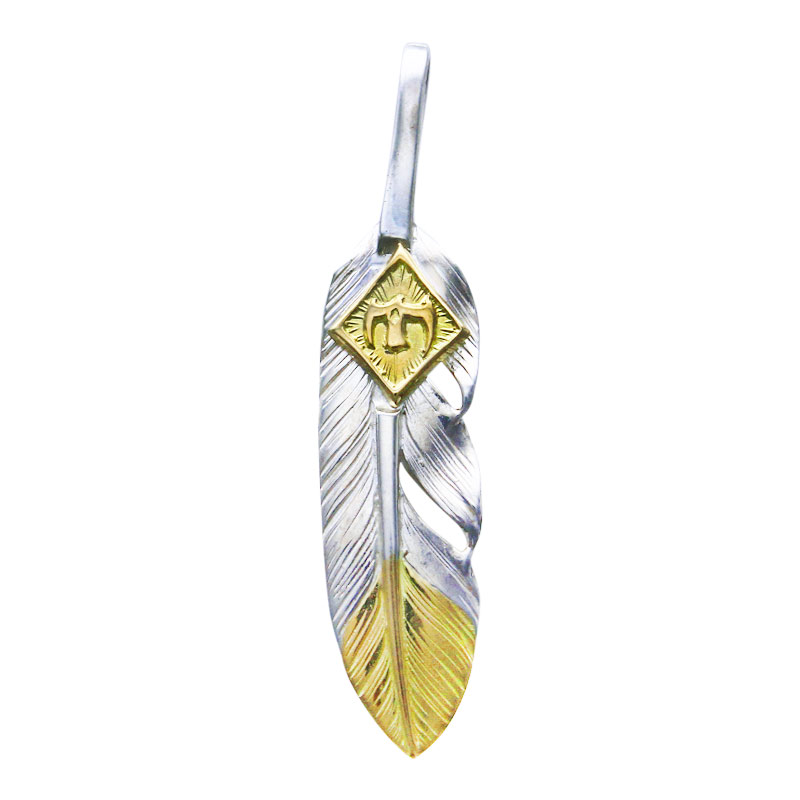 鷲見太郎 Taro Washimi フェザーペンダント S feather K18 top 01 M K18 eagle metal シルバー インディアンジュエリー ブランド アクセサリー プレゼント ギフト 正規品 レディース メンズ|ピーアンドティートレーディング