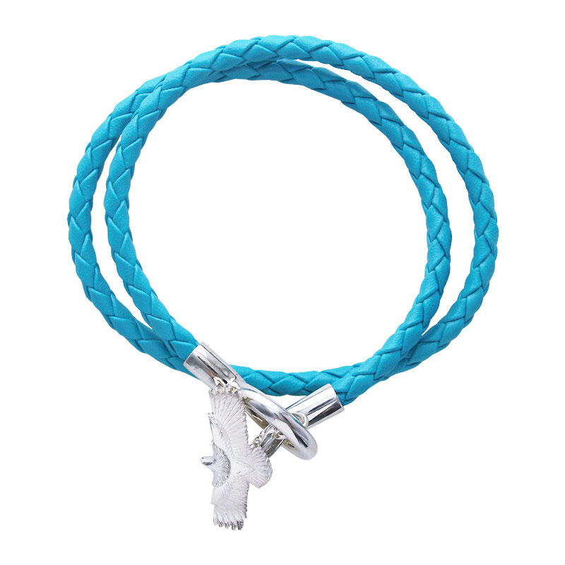 お手頃価格 鷲見太郎 Taro Washimi ブレスレット Eagle Eg 05 925 Light Blue Leather Bracelet シルバー ジュエリー ブランド アクセサリー プレゼント ギフト 正規品 レディース メンズ Fucoa Cl