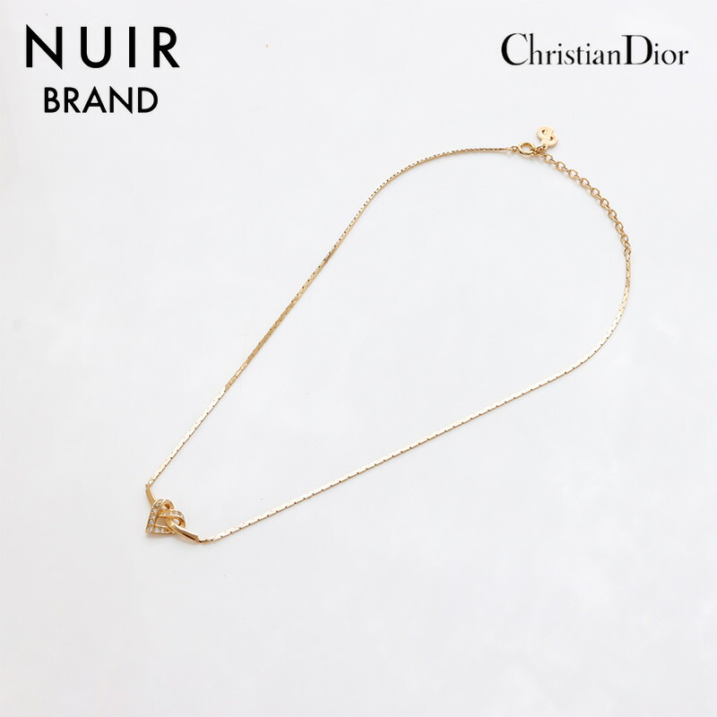 クリスチャンディオール　ネックレス　シルバー　Wハート　ラインストーン S☆ Christian Dior クリスチャンディオール ハート ネックレス
