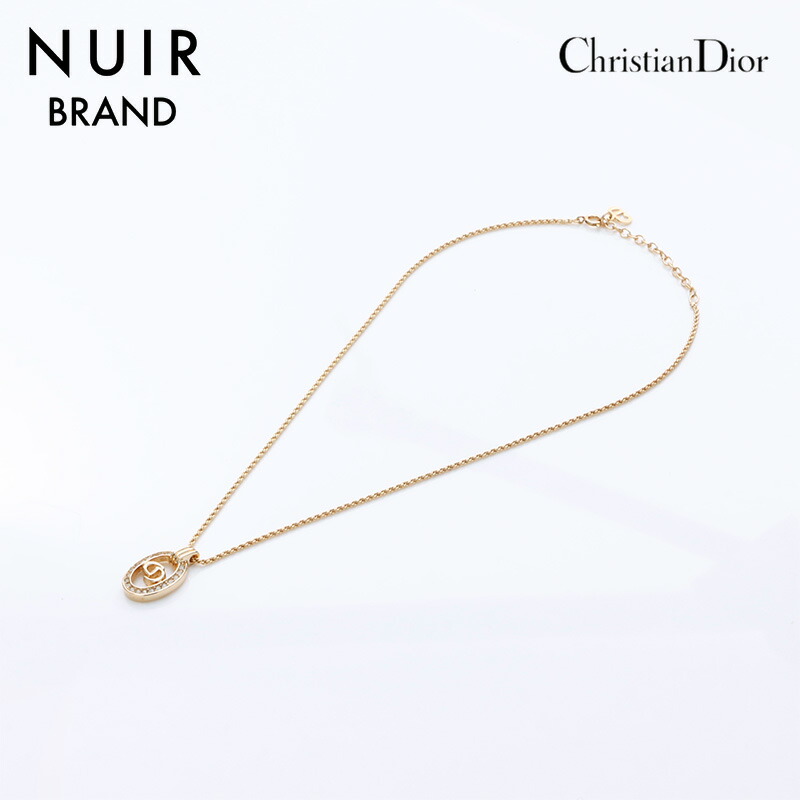 美品 クリスチャン・ディオール サークルロゴ ラインストーン ゴールド 極美品 ☆Dior☆ ネックレス 旧ロゴ サークル ラインストーン