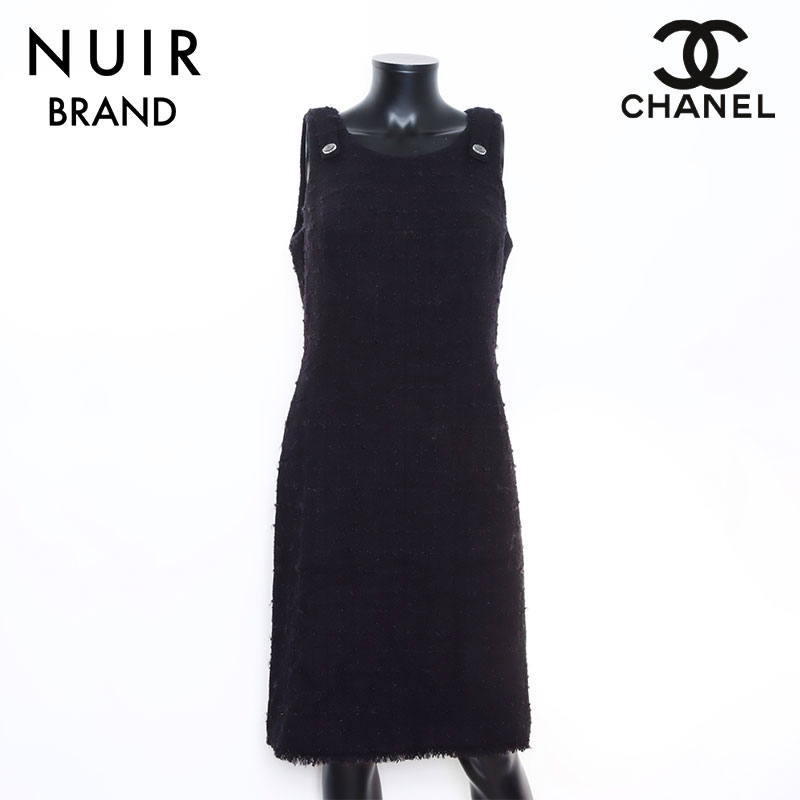 CHANEL ノースリーブ黒ワンピース Mサイズ