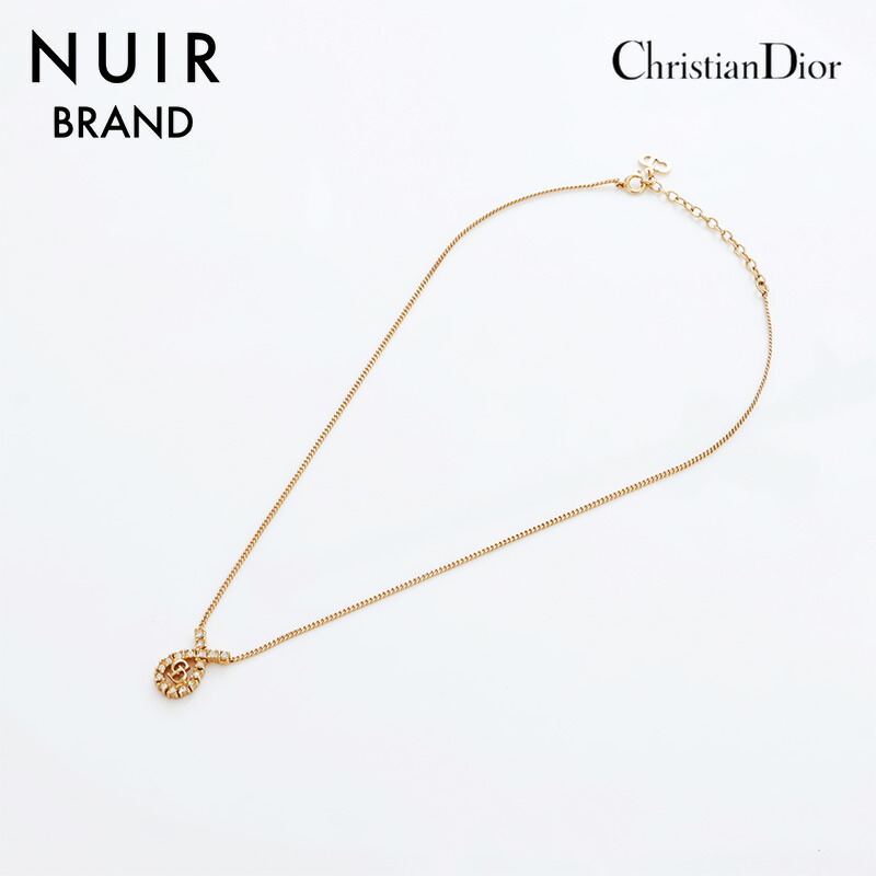 クリスチャンディオール　ラインストーン　ゴールド　サークルロゴ　ネックレス ws9026-1.jpg