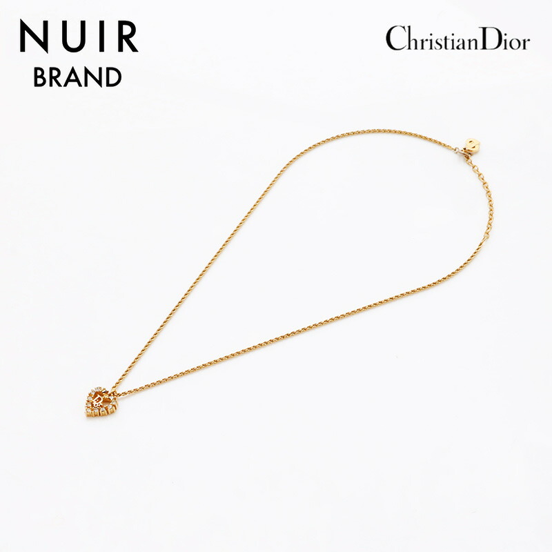 クリスチャンディオール　ゴールド/ライトストーンハート型のネックレス Christian Dior クリスチャンディオール ロゴ ハート ライン