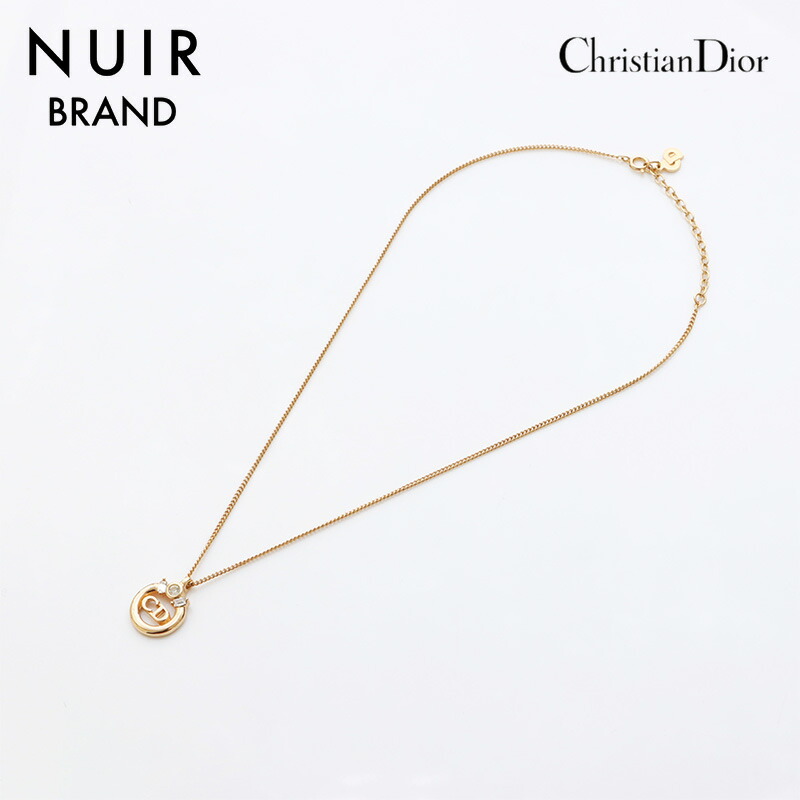 美品 Dior 英字 ストーン ネックレス 二連チェーン ヴィンテージ ラインストーンフラワーモチーフネックレス ヴィンテージ