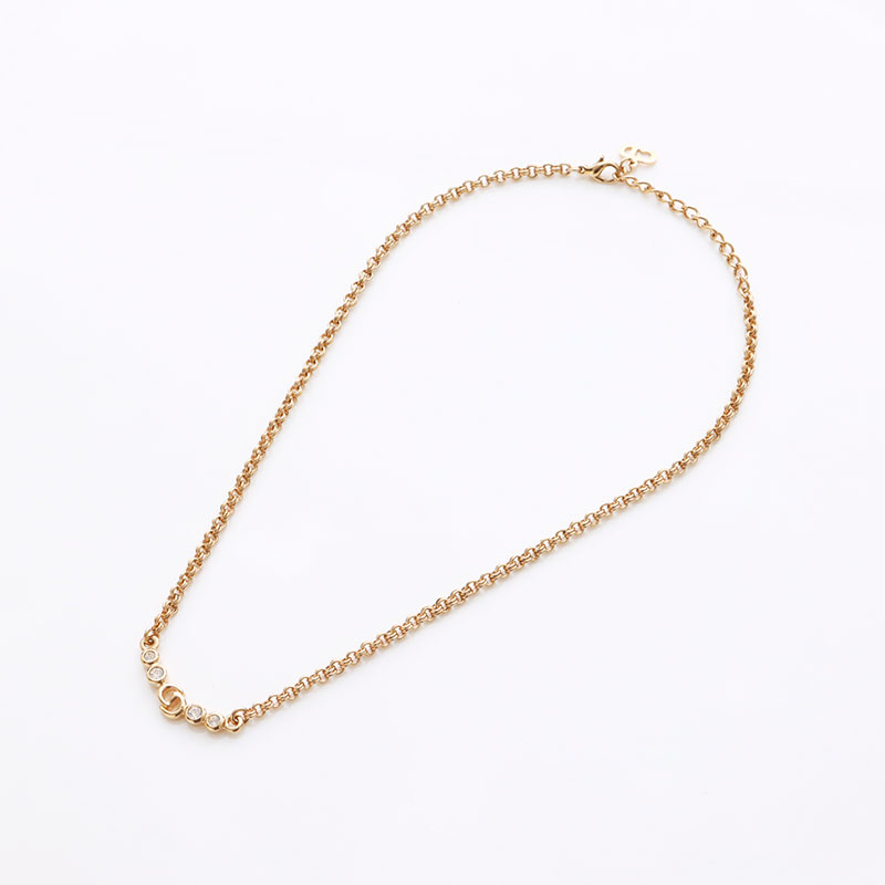 Dior クリスチャンディオール ネックレス ロゴ ラインストーン ゴールド Christian Dior クリスチャン・ディオール ネックレス CDロゴ